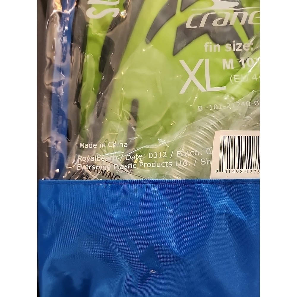 Crane Adult Snorkeling Set XL Mask Snorkel Fins Blue Green Men's 10.5-12 NEW - Picture 3 of 8